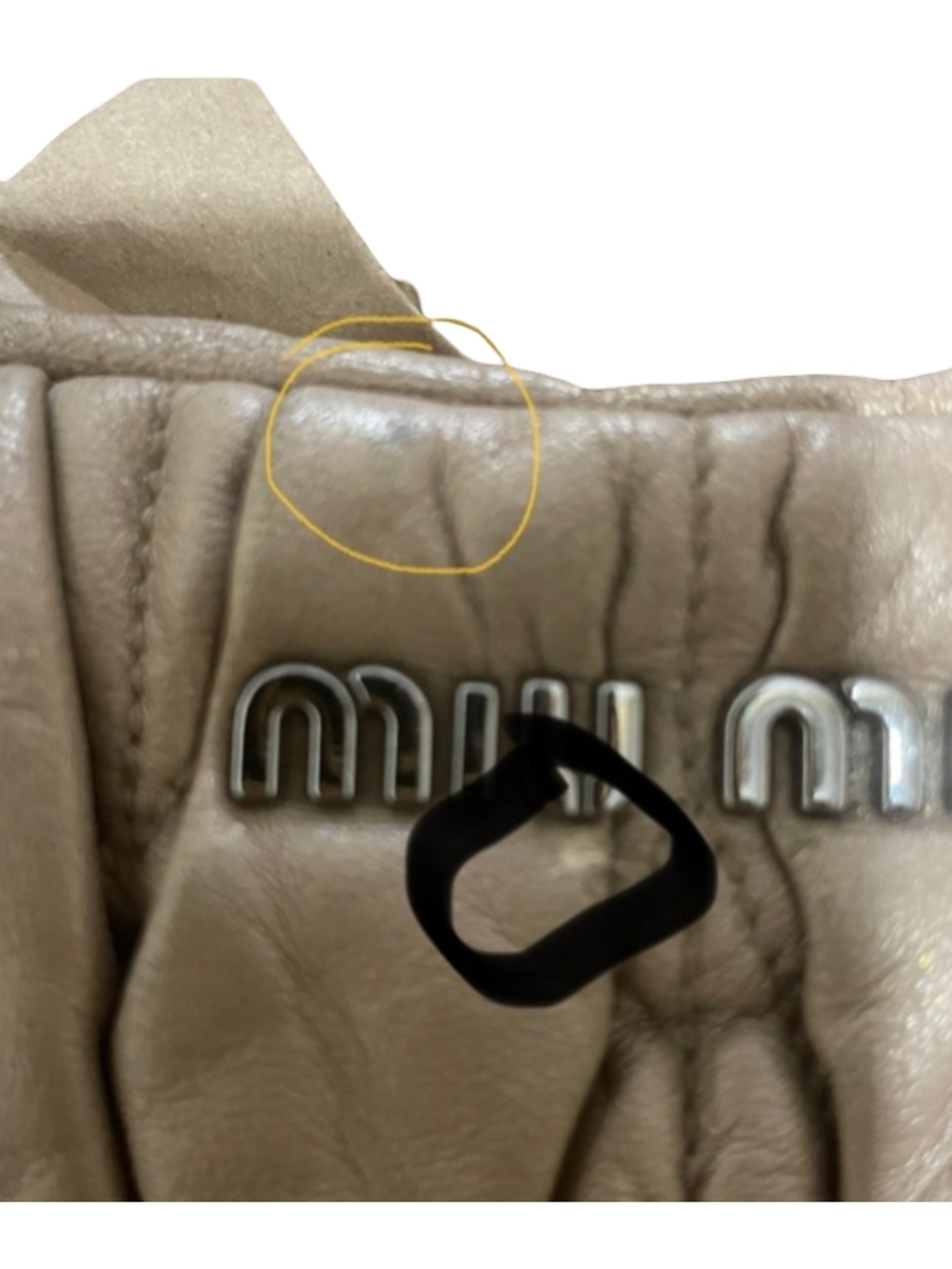 Miu Miu Matelasse Taupe Quilted Ruched Leather Satchel Shoulder Bag Purse Soft - Picture 8 of 16